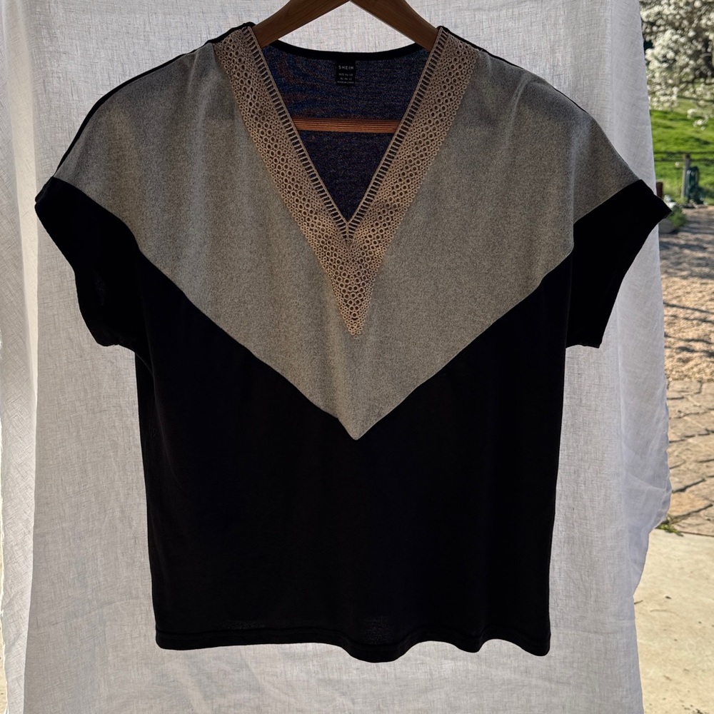 SHEIN Black Metallic-Thread Knit Top